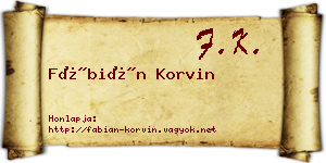 Fábián Korvin névjegykártya